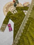 3DESIGNER FENDY SILK EMBROIDERY SEQUENCE WORK GOWN BOTTOM WITH DUPATTA WEDDING WEAR WHOLESALE PRICE ETHNIC GARMENT (28)