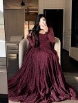 3DESIGNER GEORGETTE SILK THREAD EMBROIDERY WORK WITH GPO LACE BORDER WORK GOWN WITH DUPATTA WEDDING WEAR WHOLESALE PRICE ETHNIC GARMENT (15)