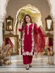 3DESIGNER NATURAL SILK EMBROIDRY WORK WITH HEAVY PERAL MOTI HAND WORK TOP PALAZZO WITH DUPATTA FESTIVE WEAR WHOLESALE PRICE ETHNIC GARMENT (10)