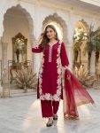 3DESIGNER NATURAL SILK EMBROIDRY WORK WITH HEAVY PERAL MOTI HAND WORK TOP PALAZZO WITH DUPATTA FESTIVE WEAR WHOLESALE PRICE ETHNIC GARMENT (10)