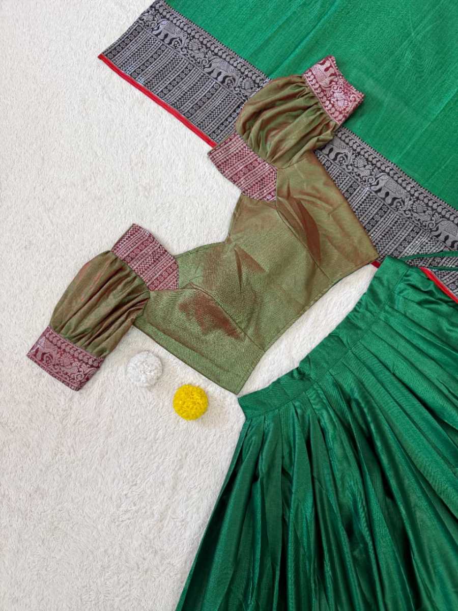 3DESIGNER SILK WOVEN WORK LEHENGA CHOLI WITH DUPATTA FESTIVE WEAR WHOLESALE PRICE ETHNIC GARMENT (13)