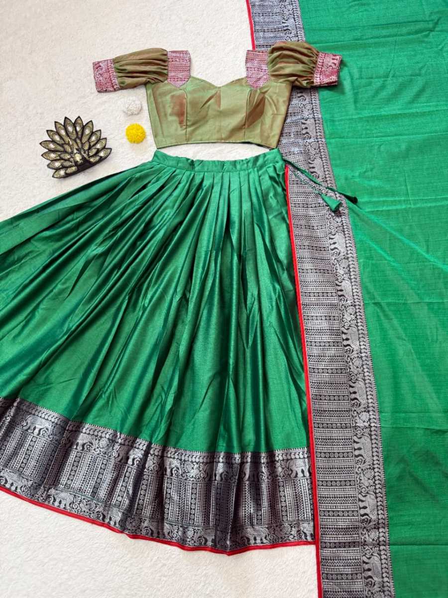 3DESIGNER SILK WOVEN WORK LEHENGA CHOLI WITH DUPATTA FESTIVE WEAR WHOLESALE PRICE ETHNIC GARMENT (16)