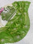 3DESIGNER SOFT FENDY SATIN SILK HAND WORK AND CUT WORK WITH ARCO BORDER SAREE WITH STITCH BLOUSE WHOLESALE PRICE ETHNIC GARMENT (9)