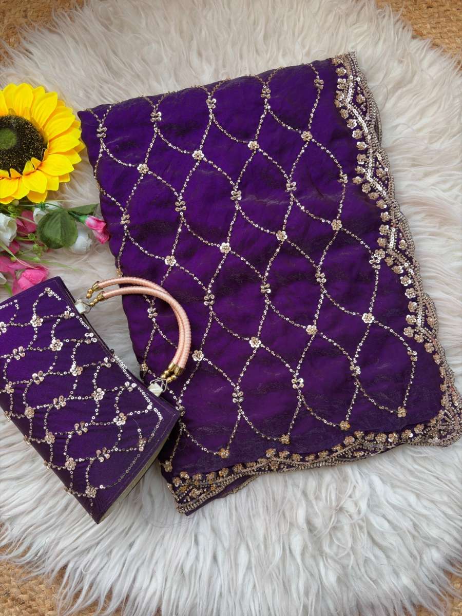 3DESIGNER SPACE SILK ORIGINAL GOLD BEADS WORK WITH CUT WORK BORDER SAREE WITH UNSTITCHED BLOUSE WITH SAME PURSE PARTY WEAR WHOLESALE PRICE ETHNIC GARMENT (10)