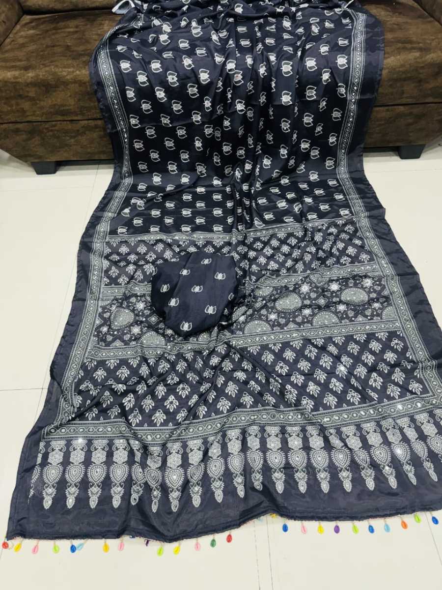3FANCY CHINON AJRAK DIGITAL PRINT WITH REAL MIRROR WORK WITH KODI LACE BORDER WORK SAREE WITH UNSTITCHED BLOUSE PARTY WEAR WHOLESALE PRICE ETHNIC GARMENT (12)