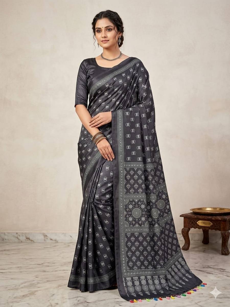 3FANCY CHINON AJRAK DIGITAL PRINT WITH REAL MIRROR WORK WITH KODI LACE BORDER WORK SAREE WITH UNSTITCHED BLOUSE PARTY WEAR WHOLESALE PRICE ETHNIC GARMENT (14)