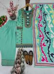 3FANCY NATURAL SILK EMBROIDRY WORK TOP PATIYALA WITH DUPATTA FESTIVE WEAR WHOLESALE PRICE ETHNIC GARMENT (12)