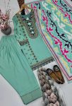 3FANCY NATURAL SILK EMBROIDRY WORK TOP PATIYALA WITH DUPATTA FESTIVE WEAR WHOLESALE PRICE ETHNIC GARMENT (12)