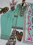 3FANCY NATURAL SILK EMBROIDRY WORK TOP PATIYALA WITH DUPATTA FESTIVE WEAR WHOLESALE PRICE ETHNIC GARMENT (12)