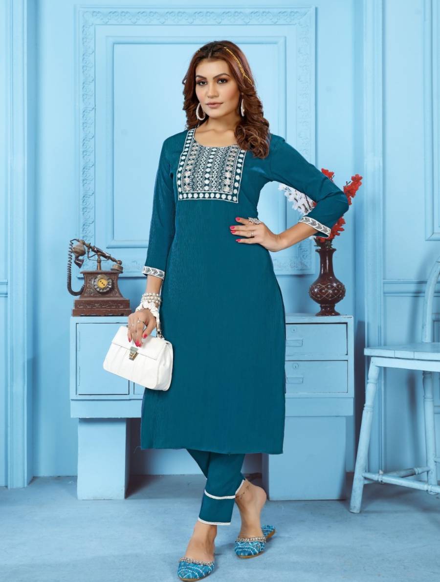 3FANCY RINKAL COTTON EMBROIDERY WORK TOP PENT SET DAILY WEAR WHOLESALE PRICE ETHNIC GARMENT (13)