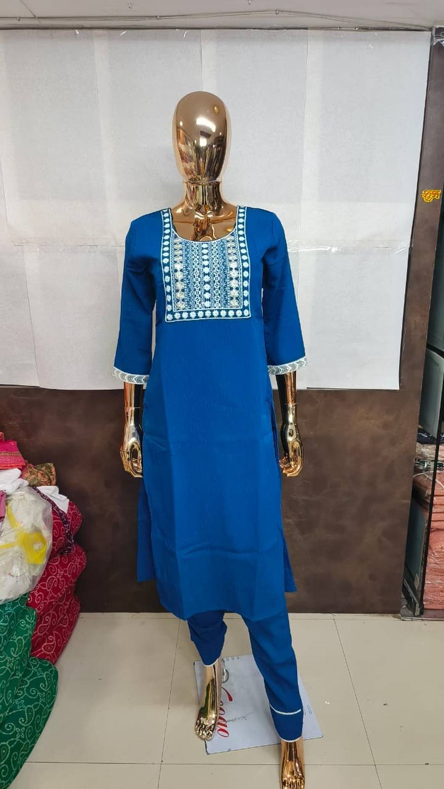 3FANCY RINKAL COTTON EMBROIDERY WORK TOP PENT SET DAILY WEAR WHOLESALE PRICE ETHNIC GARMENT (14)