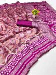 MODERN BANARASI SILK WEAVING WORK SAREE WITH UNSTITCHED BLOUSE PINK