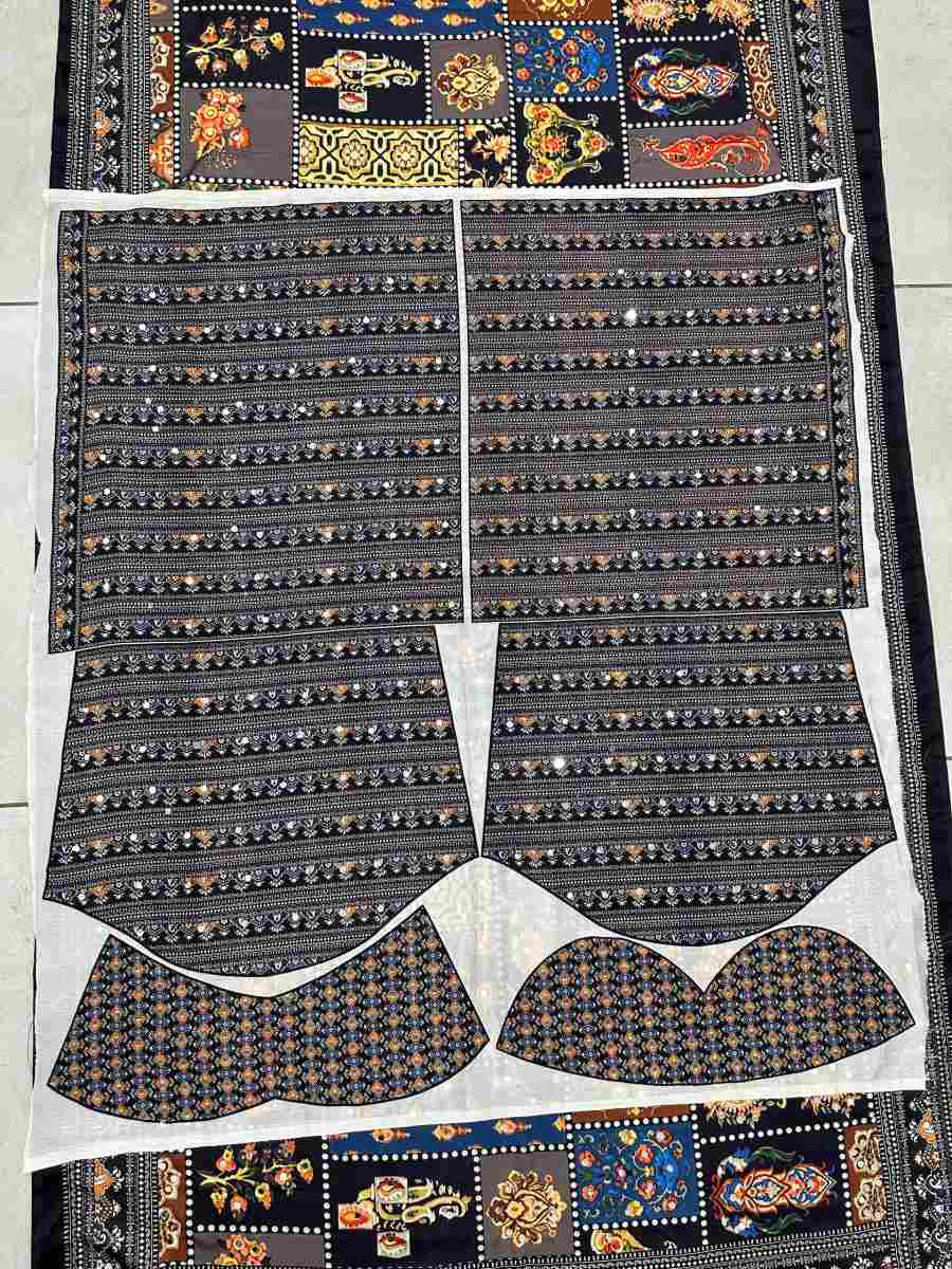 3MODERN CHINON DIGITAL AJRAK PRINT WITH REAL MIRROR WORK SAREE WITH UNSTITCHED BLOUSE PARTY WEAR WHOLESALE PRICE ETHNIC GARMENT (54)