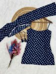 MODERN COTTON BHANDEJ PRINT  WORK SHORT KURTI WITH TOP BLUE