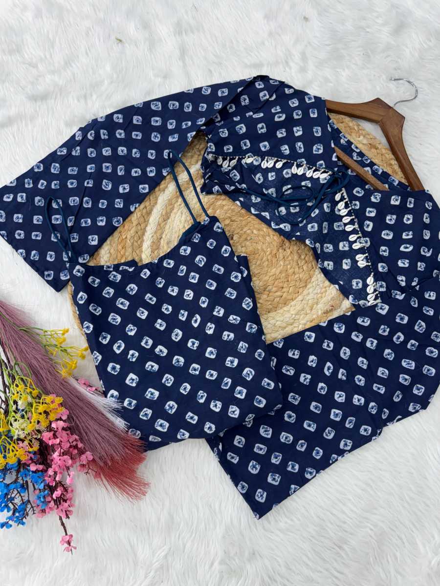 3MODERN COTTON BHANDEJ PRINT WORK SHORT KURTI WITH TOP FESTIVE WEAR WHOLESALE PRICE ETHNIC GARMENT (6)