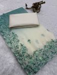 3MODERN CRUNCHY PADDING EMBROIDERY AND MULTI THREAD WITH ARCO CUT WORK BORDER SAREE WITH UNSTITCHED BLOUSE FESTIVE WEAR WHOLESALE PRICE ETHNIC GARMENT (28)