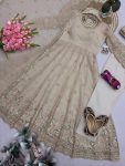 3MODERN CRUNCHY SILK EMBROIDERY SEQUENCE WORK GOWN BOTTOM WITH DUPATTA WEDDING WEAR WHOLESALE PRICE ETHNIC GARMENT (20)