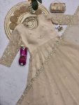 3MODERN CRUNCHY SILK EMBROIDERY SEQUENCE WORK GOWN BOTTOM WITH DUPATTA WEDDING WEAR WHOLESALE PRICE ETHNIC GARMENT (20)