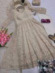 3MODERN CRUNCHY SILK EMBROIDERY SEQUENCE WORK GOWN BOTTOM WITH DUPATTA WEDDING WEAR WHOLESALE PRICE ETHNIC GARMENT (20)