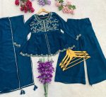 3MODERN CRUNCHY SILK EMBROIDERY WORK TOP PALAZZO WITH DUPATTA FESTIVE WEAR WHOLESALE PRICE ETHNIC GARMENT (27)