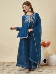 3MODERN CRUNCHY SILK EMBROIDERY WORK TOP PALAZZO WITH DUPATTA FESTIVE WEAR WHOLESALE PRICE ETHNIC GARMENT (27)