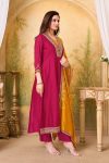 3MODERN VICHITRA SILK EMBROIDERY, SEQUENCE & CODING WORK ANARKALI BOTTOM WITH DUPATTA WEDDING WEAR WHOLESALE PRICE ETHNIC GARMENT (20)