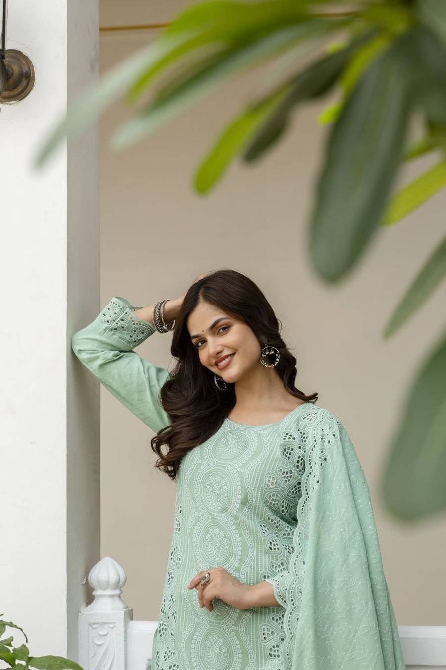 3NEW ARRIVAL CAMBRIC COTTON BORING CHIKAN KARI WORK TOP BOTTOM WITH DUPATTA FESTIVE WEAR WHOLESALE PRICE ETHNIC GARMENT (33)