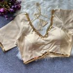 NEW ARRIVAL MALAAI SATIN FANCY LACE WORK READY TO WEAR BLOUSE CREAM