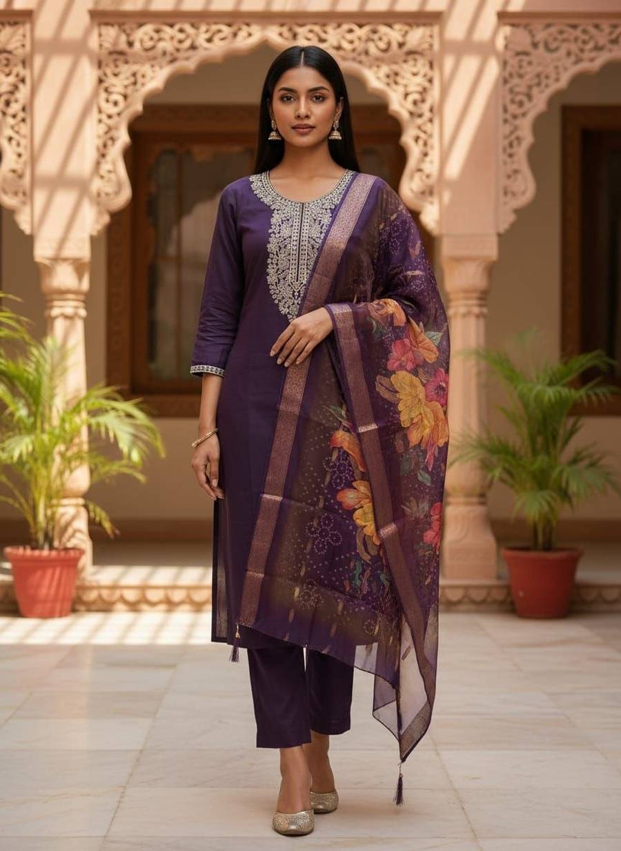 3NEW ARRIVAL ROMAN SILK EMBROIDERY WORK TOP BOTTOM WITH DUPATTA FESTIVE WEAR WHOLESALE PRICE ETHNIC GARMENT (6)