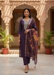 3NEW ARRIVAL ROMAN SILK EMBROIDERY WORK TOP BOTTOM WITH DUPATTA FESTIVE WEAR WHOLESALE PRICE ETHNIC GARMENT (6)