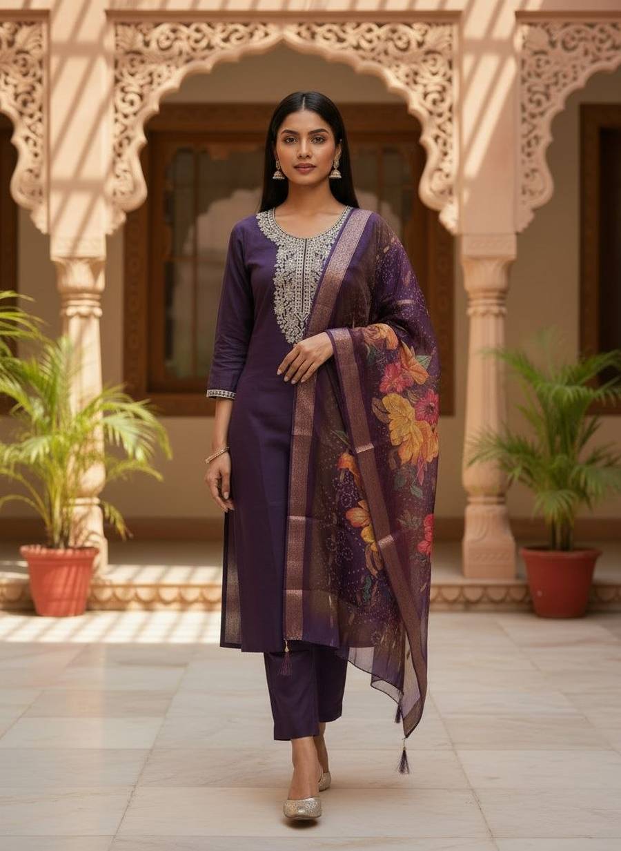 3NEW ARRIVAL ROMAN SILK EMBROIDERY WORK TOP BOTTOM WITH DUPATTA FESTIVE WEAR WHOLESALE PRICE ETHNIC GARMENT (8)