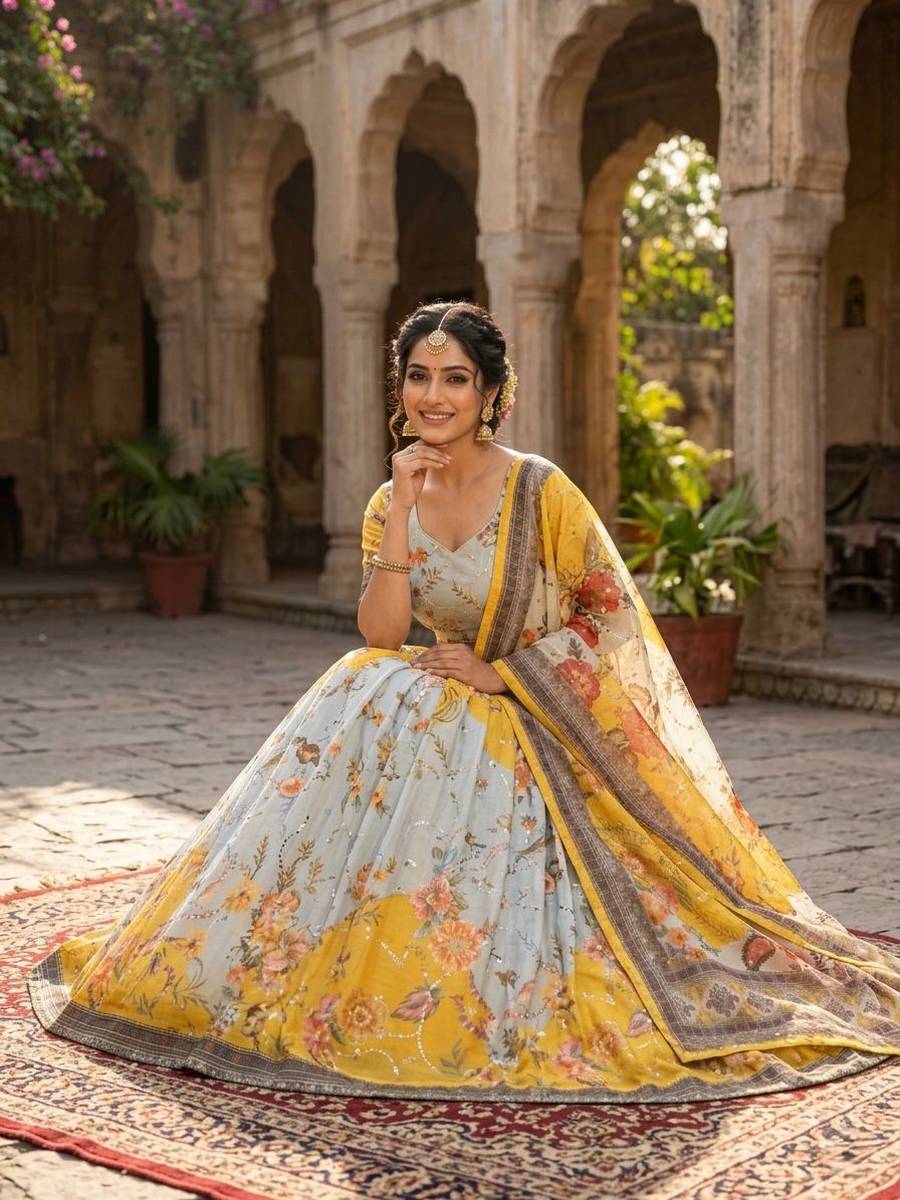 3NEW ARRIVAL TABBY SILK DIGITAL PRINTED WITH EMBROIDERY WORK LEHENGA CHOLI WITH DUPATTA FESTIVE WEAR WHOLESALE PRICE ETHNIC GARMENT (14)