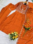 3NEW ARRIVAL VICHITRA SILK SEQUENCE CODING EMBROIDERY WORK TOP BOTTOM WITH DUPATTA FESTIVE WEAR WHOLESALE PRICE ETHNIC GARMENT (27)