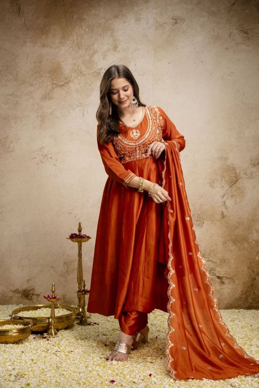3NEW ARRIVAL VICHITRA SILK SEQUENCE CODING EMBROIDERY WORK TOP BOTTOM WITH DUPATTA FESTIVE WEAR WHOLESALE PRICE ETHNIC GARMENT (26)