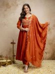 3NEW ARRIVAL VICHITRA SILK SEQUENCE CODING EMBROIDERY WORK TOP BOTTOM WITH DUPATTA FESTIVE WEAR WHOLESALE PRICE ETHNIC GARMENT (27)