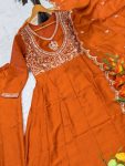 3NEW ARRIVAL VICHITRA SILK SEQUENCE CODING EMBROIDERY WORK TOP BOTTOM WITH DUPATTA FESTIVE WEAR WHOLESALE PRICE ETHNIC GARMENT (27)