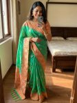 3RICH LOOK BANARASI SILK COPPER ZARI FLOWER MOTIFS & WOVEN BORDER WORK SAREE WITH UNSTITCHED BLOUSE FESTIVE WEAR WHOLESALE PRICE ETHNIC GARMENT (12)