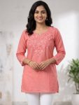 RICH LOOK COTTON EMBROIDERY WORK TOP BABY PINK