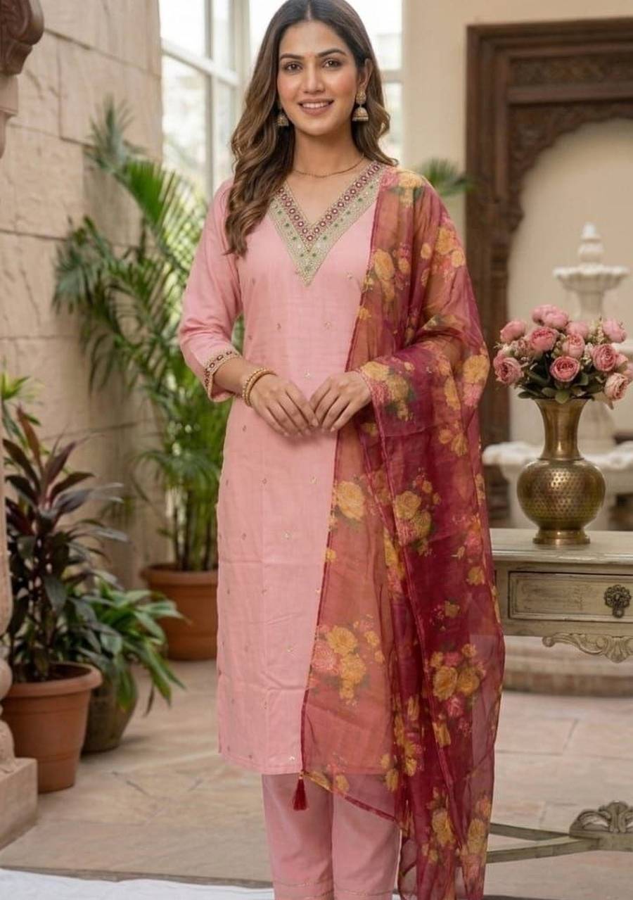 3RICH LOOK COTTON SILK EMBROIDERY WORK TOP BOTTOM WITH DUPATTA FESTIVE WEAR WHOLESALE PRICE ETHNIC GARMENT (7)