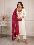 3RICH LOOK SLUB COTTON EMBROIDERY WORK TOP BOTTOM WITH DUPATTA FESTIVE WEAR WHOLESALE PRICE ETHNIC GARMENT (9)