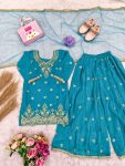 3TRADITINAL GEORGETTE EMBROIDERY WORK KID’S TOP PALAZZO WITH DUPATTA FESTIVE WEAR WHOLESALE PRICE ETHNIC GARMENT (12)
