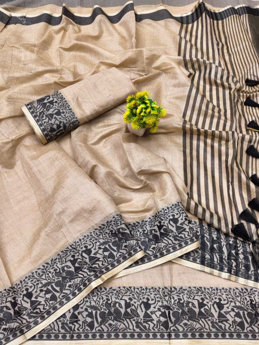 3TRADITIONAL COTTON SOFT SILK JACQUARD WEAVING BORDER WORK SAREE WITH UNSTITCHED BLOUSE FESTIVE WEAR WHOLESALE PRICE ETHNIC GARMENT (4)