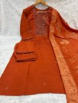 4DESIGNER MANGO SILK MULTI EMBROIDERY SEQUENCE WITH HAND WORK TOP BOTTOM WITH DUPATTA FESTIVE WEAR WHOLESALE PRICE ETHNIC GARMENT (11)