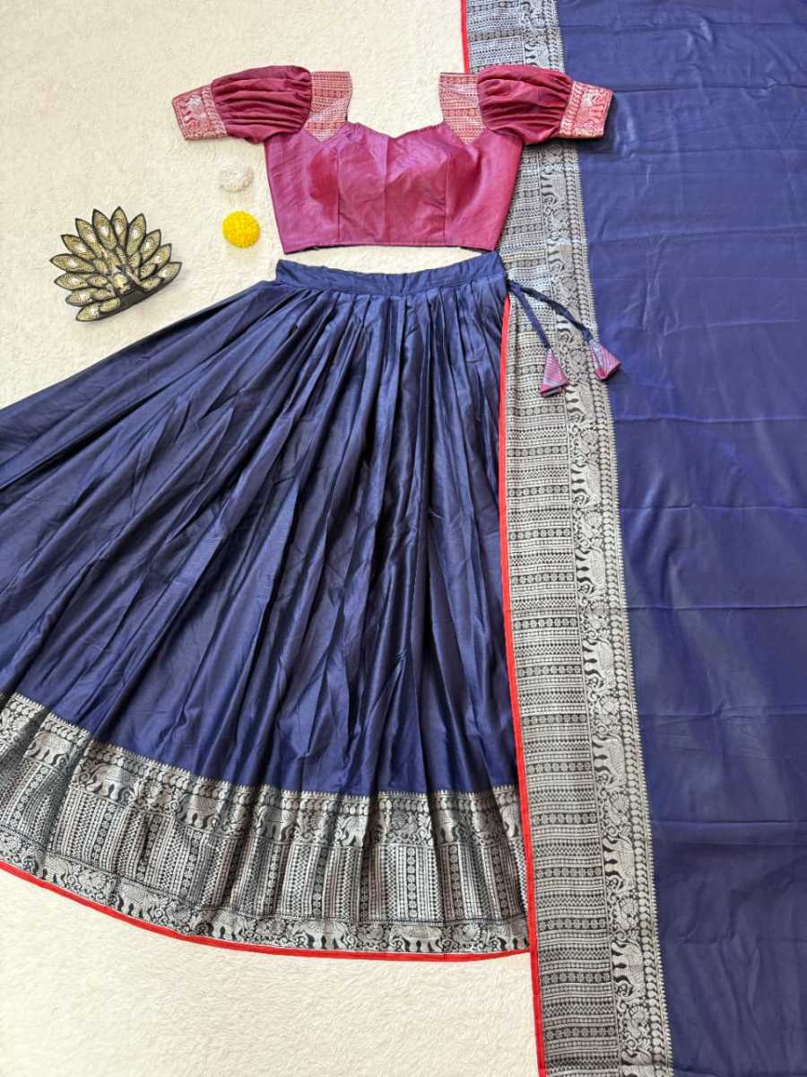 4DESIGNER SILK WOVEN WORK LEHENGA CHOLI WITH DUPATTA FESTIVE WEAR WHOLESALE PRICE ETHNIC GARMENT (3)