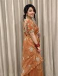4DESIGNER SOFT FENDY SATIN SILK HAND WORK AND CUT WORK WITH ARCO BORDER SAREE WITH STITCH BLOUSE WHOLESALE PRICE ETHNIC GARMENT (19)