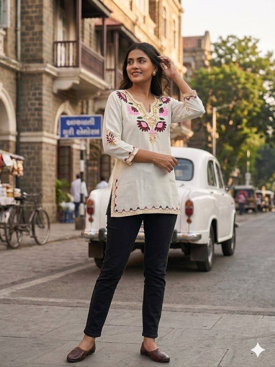 4FANCY COTTON EMBROIDERY WORK TOP DAILY WEAR WHOLESALE PRICE ETHNIC GARMENT (18)