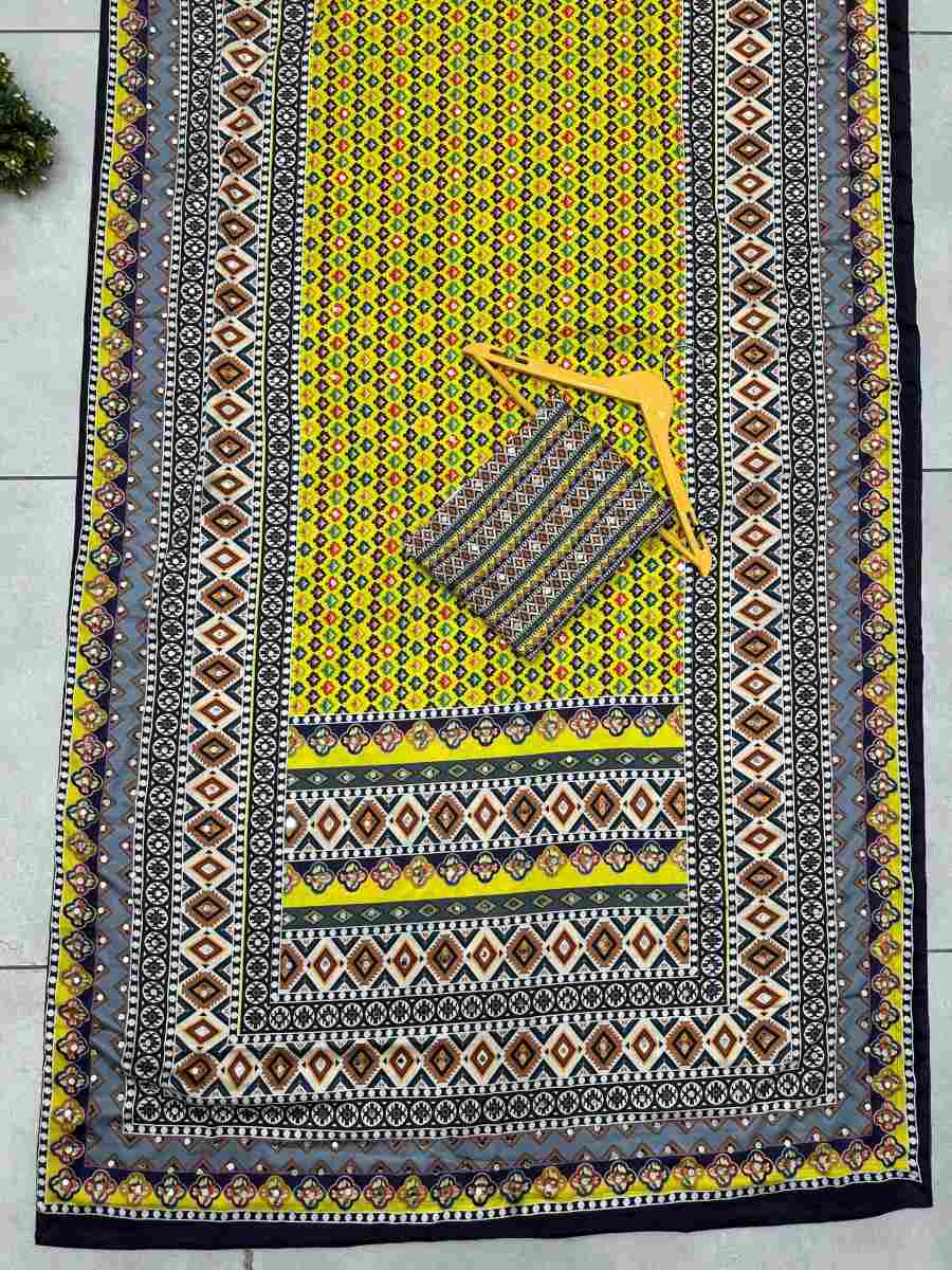 4MODERN CHINON DIGITAL AJRAK PRINT WITH REAL MIRROR WORK SAREE WITH UNSTITCHED BLOUSE PARTY WEAR WHOLESALE PRICE ETHNIC GARMENT (43)