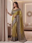 4MODERN CHINON DIGITAL AJRAK PRINT WITH REAL MIRROR WORK SAREE WITH UNSTITCHED BLOUSE PARTY WEAR WHOLESALE PRICE ETHNIC GARMENT (46)