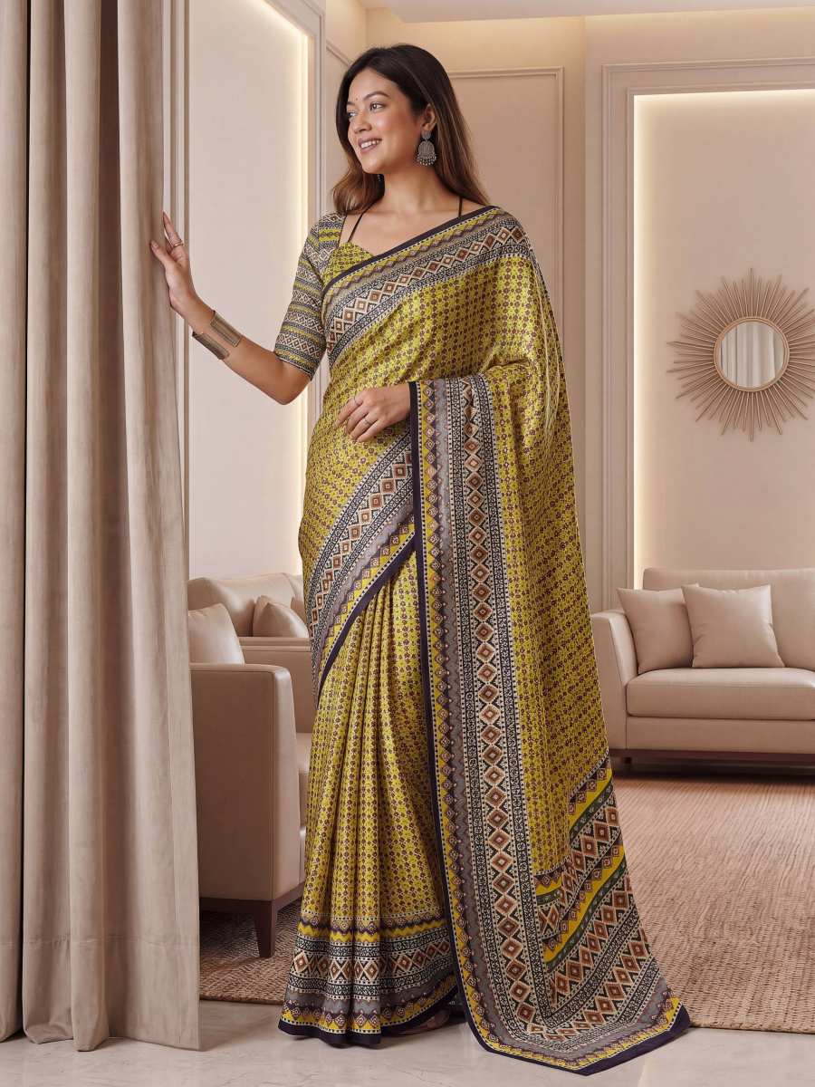 4MODERN CHINON DIGITAL AJRAK PRINT WITH REAL MIRROR WORK SAREE WITH UNSTITCHED BLOUSE PARTY WEAR WHOLESALE PRICE ETHNIC GARMENT (44)