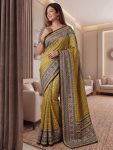 4MODERN CHINON DIGITAL AJRAK PRINT WITH REAL MIRROR WORK SAREE WITH UNSTITCHED BLOUSE PARTY WEAR WHOLESALE PRICE ETHNIC GARMENT (46)
